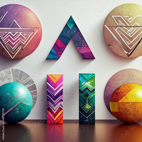 Colorful Geometric Shapes and Patterns on Display.