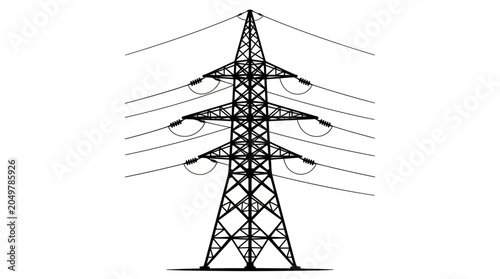 Cuadro en lienzo High Voltage Electricity Pylon Vector Illustration