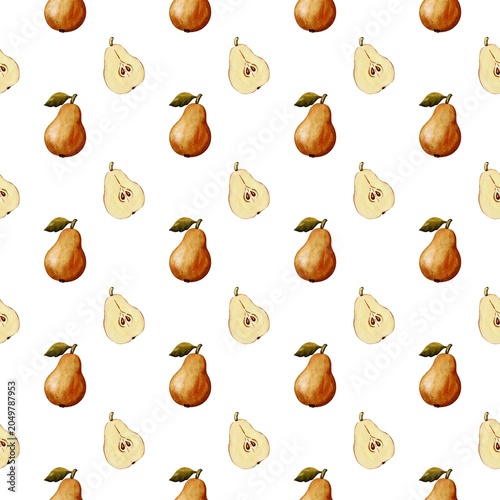 Photos Repeating pattern of pears on white background showing different pear shapes and
