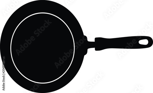 Tableau sur toile Black silhouette of a frying pan with handle