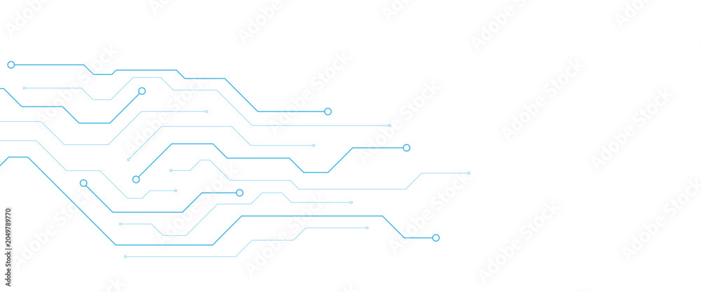 Obraz premium Abstract white blue digital technology futuristic circuit board background design. Technology dots lines connect network background.