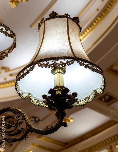 Ornate Ceiling Light Fixture with Decorative Design.