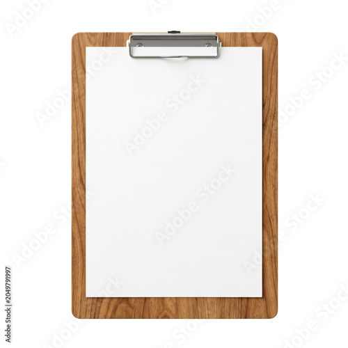 Konstfotografi Wooden office clipboard with blank white paper