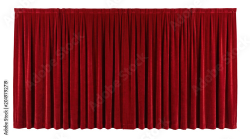 Red theatrical velvet stage curtain valance top