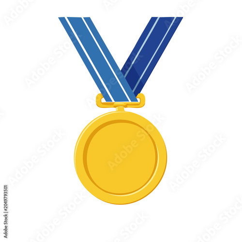 Gold medal with blue ribbon
