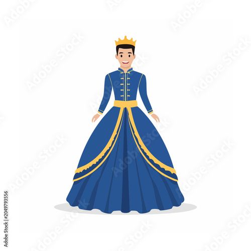 Prince in Blue Dress with Crown
