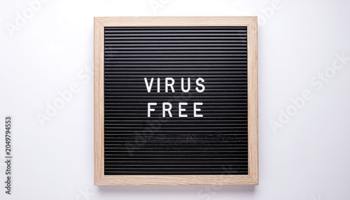 Virus Free Message on Letter Board.