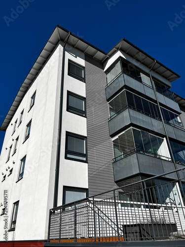 Fragment of Modern Architecture of New Building in Porvoo (Borgå) Finland. 