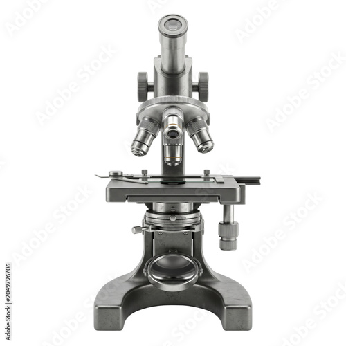 Fotografi Vintage black scientific laboratory microscope precision instrument