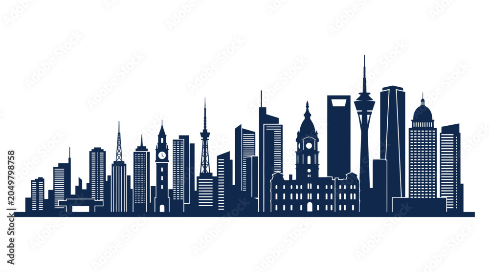 Obraz premium Modern City Skyline Silhouette