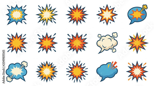 Bild auf Leinwand Collection of Comic Book Style Explosion and Speech Bubble Graphics