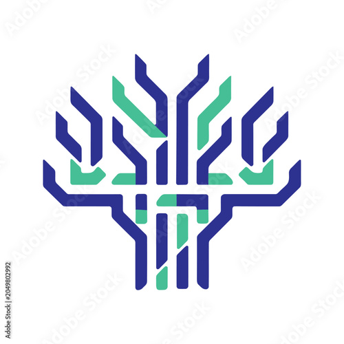 Blue green circuit antler technology symbol