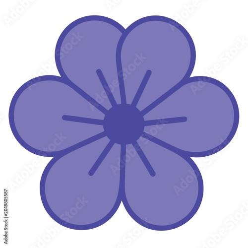 Simple violet flower illustration with six petals and a circular dark violet center