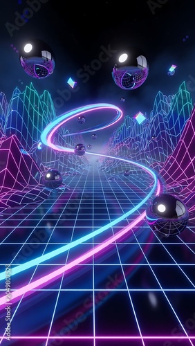 Abstract Technology Grid with Spheres.
