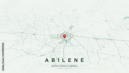 Foto Modern minimalist vector map of Abilene, Texas, USA