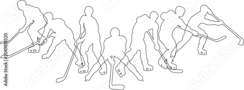 Photography Silhouette ice hockey player set