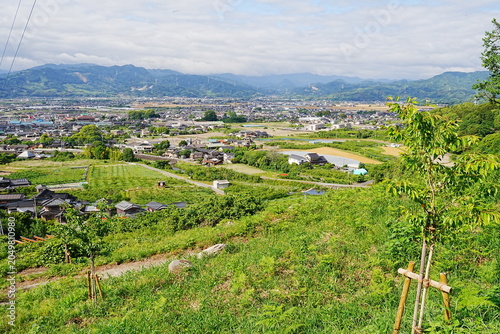 Panoramic landscape of Chikugo Plains from Ukiha Inari Shrine in Fukuoka, Japan - 日本 福岡県 うきは市 浮羽稲荷神社からの筑後平野の絶景パノラマ風景