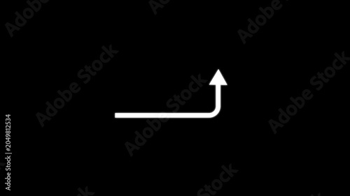 large size White long arrow. Straight long arrow icon. White long arrow pointing to .Go right and then go up.site in isolated block  background 