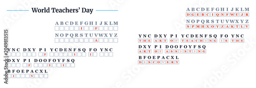 Bild auf Leinwand World Teachers' Day Cryptograms Letters Puzzle  with Answers