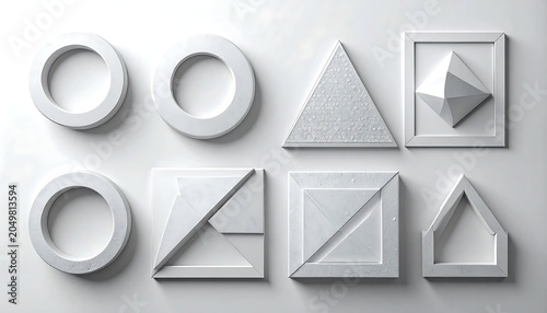 Geometric Shapes and Forms on Minimalist Background.