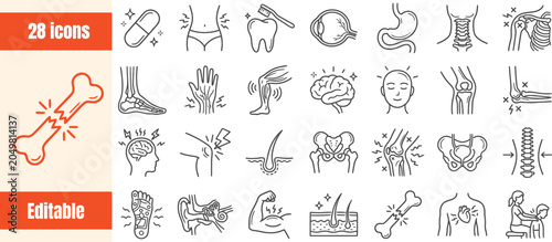 Konstfotografi Medical Icons Collection Representing Body Ailments and Health Conditions For He