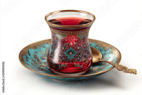 Turkish Tea in Ornate Glass Cup