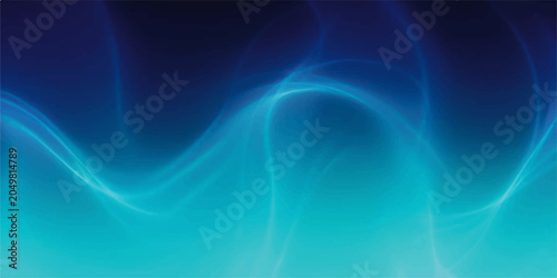 Картината върху платно Abstract flowing blue and cyan waves, like ethereal energy or light, create a mesmerizing and futuristic digital background