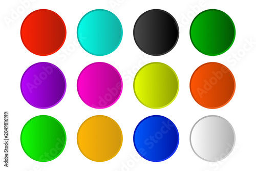 Set of 12 colorful vector buttons stock illustration