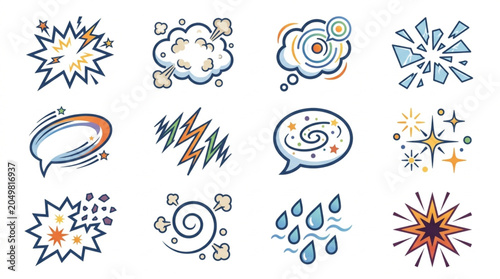 Bild auf Leinwand Collection of comic book style sound effect and speech bubble icons