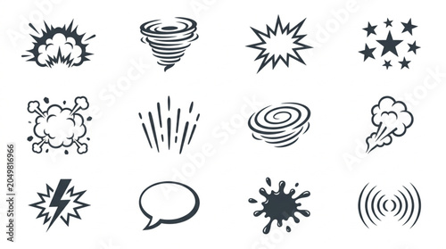 Foto Collection of comic book style sound effect icons.