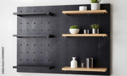 Rustic Modern Wall Shelf with Plants and Items on It