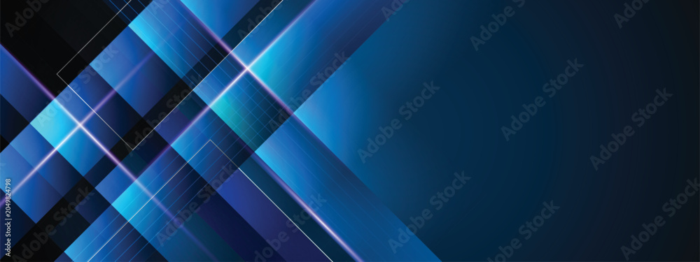 Obraz premium Abstract Blue Futuristic Background, Vector Tech Carbon Fiber and Gold Strip Lines for Web Banner.