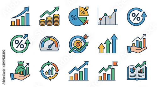 Collection of Finance and Business Growth Icons.