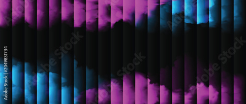 Pink and blue smoke clouds wide background with layered effect
