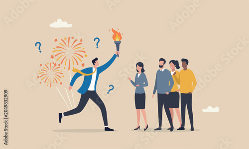Photos Advantage success, leadership concept, businessman prepare to running with ignit