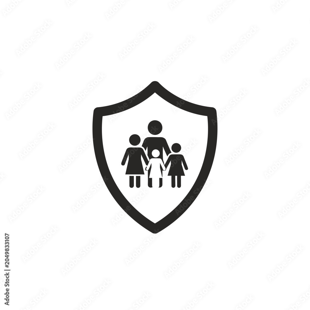 Fototapeta premium Family protection shield icon representing insurance and safety