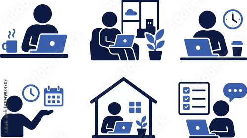 Work From Home and Remote Working Icon Set
