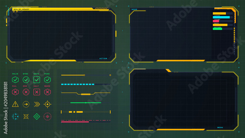 Obraz na płótnie Futuristic HUD interface panels and sci fi UI elements set