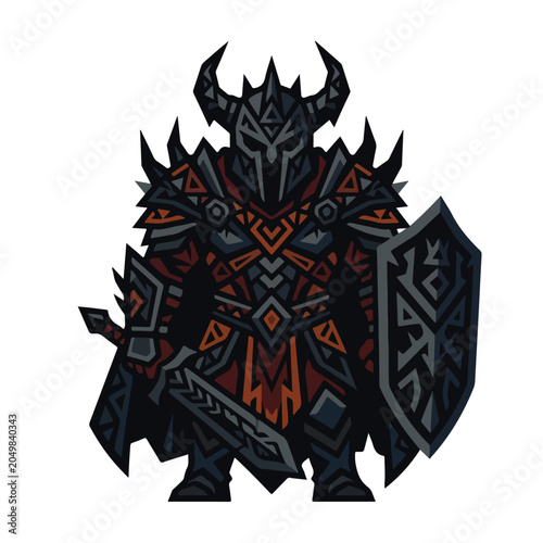 dark knight warrior with spiked armor vector illustration