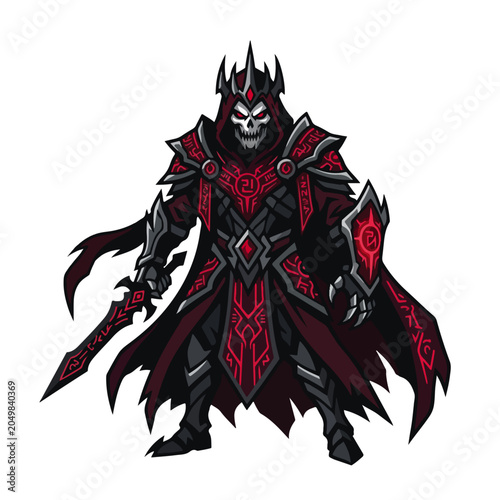 dark lich death knight fantasy warrior vector illustration