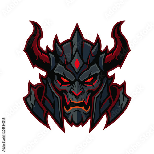 Dark Oni Demon Horned Mascot Esports Logo Vector Template