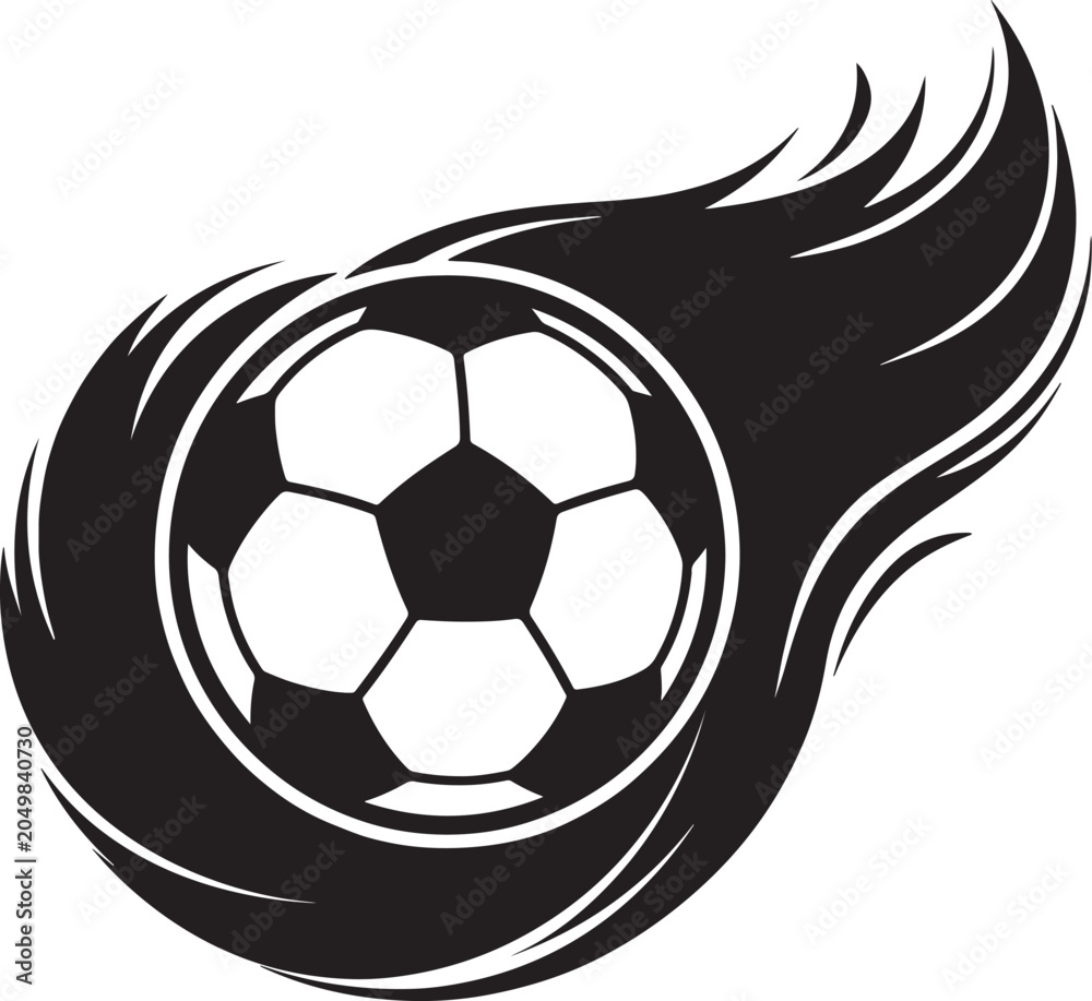Fototapeta premium Soccer ball with flowing wing-like motion effect. Dynamic sports vector illustration representing speed and action.