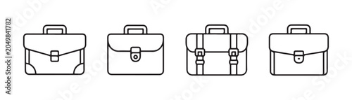 Quadro em tela Set of briefcase vector icons, business bag outline collection, attache case simple linear signs
