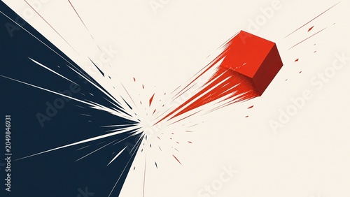 An object being forcefully ejected from the frame with motion trails.