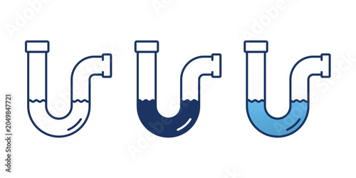 Pipe Water Flow Icon with Plumbing System Symbol. Clean Water Distribution. Vector Illustration