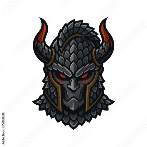 horned scale armor viking warrior mascot vector logo template