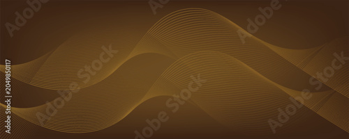 Fotografía Abstract dark brown and gold gradient vector background with elegant flowing golden wavy interwoven lines