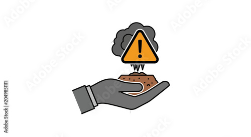 Schilderij op canvas Hand holding pollution warning sign.