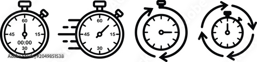 Stopwatch Icons Set with Motion and Time Concepts