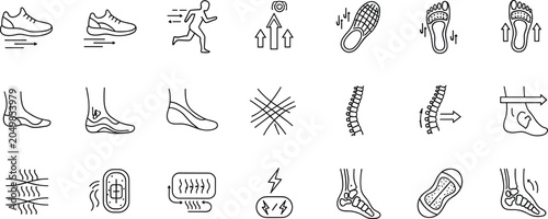 Bild auf Leinwand Icons of Footsteps, Movement, and Sports Activities for Running, Fitness, and He